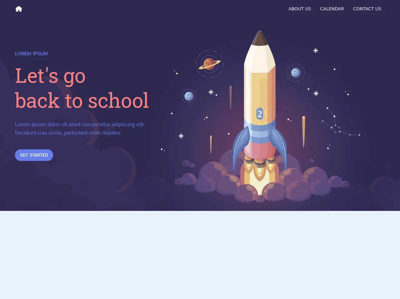School themed landing page